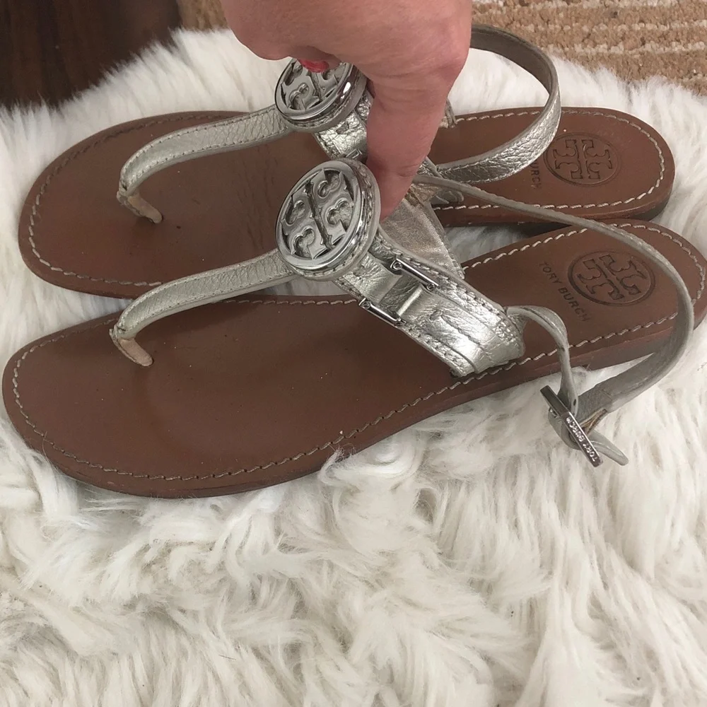 Tory Burch Cassia Pewter Sandals